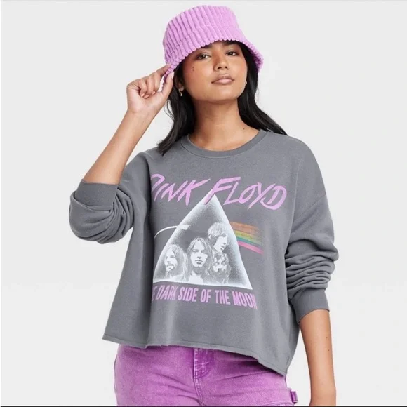 NWOT Pink Floyd Oversized Cropped Graphic Sweatshirt Size Large - Picture 4 of 11